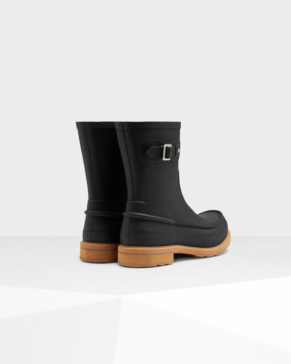 Men Hunter Original Moc Toe | Short Rain Boots Black | NZ-50621-UEFA